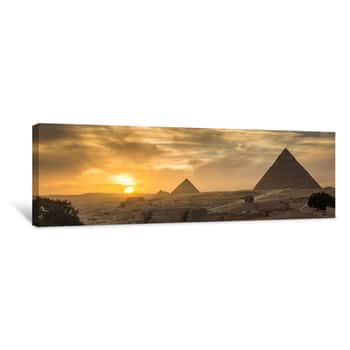 Image of Egypt  Cairo - Giza  General View Of Pyramids From The Giza Plat Canvas Print