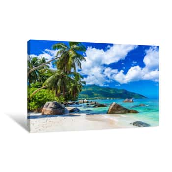 Image of Baie Beau Vallon - Beach On Island Mahe In Seychelles Canvas Print