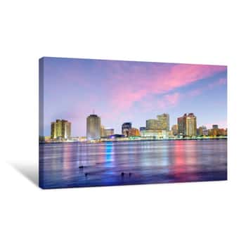 Image of Downtown New Orleans, Louisiana And The Mississippi River Canvas Print