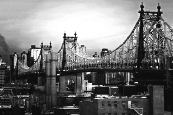 Black and White Queensboro Bridge NYC Wall Mural