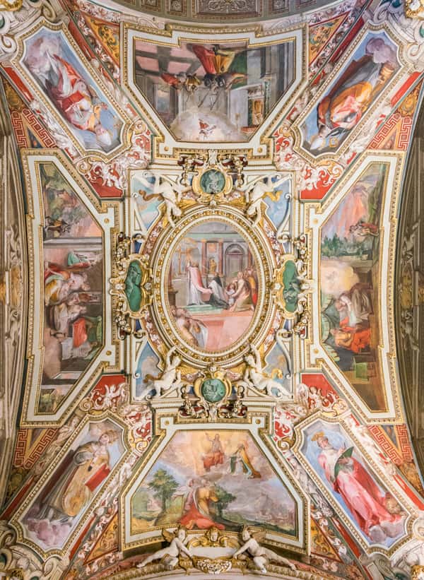 Ceiling Fresco By G B  Ricci In The Chapel Of Nicholas Tolentino In The Church Of Sant'Agostino In Rome, Italy  Wall Mural