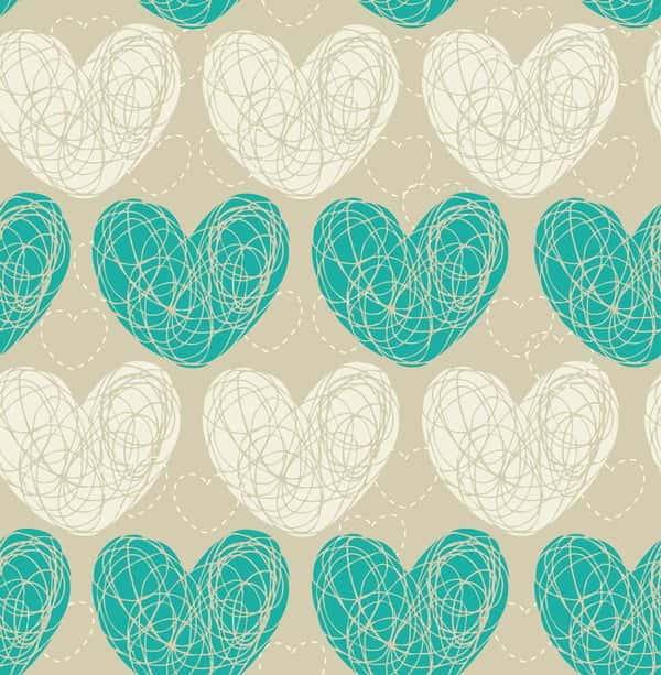 White-Turquoise Hearts Wallpaper