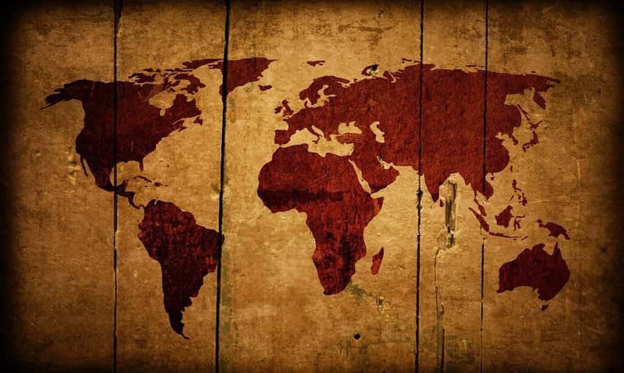 Rustic World Map On Wooden Background Wall Mural