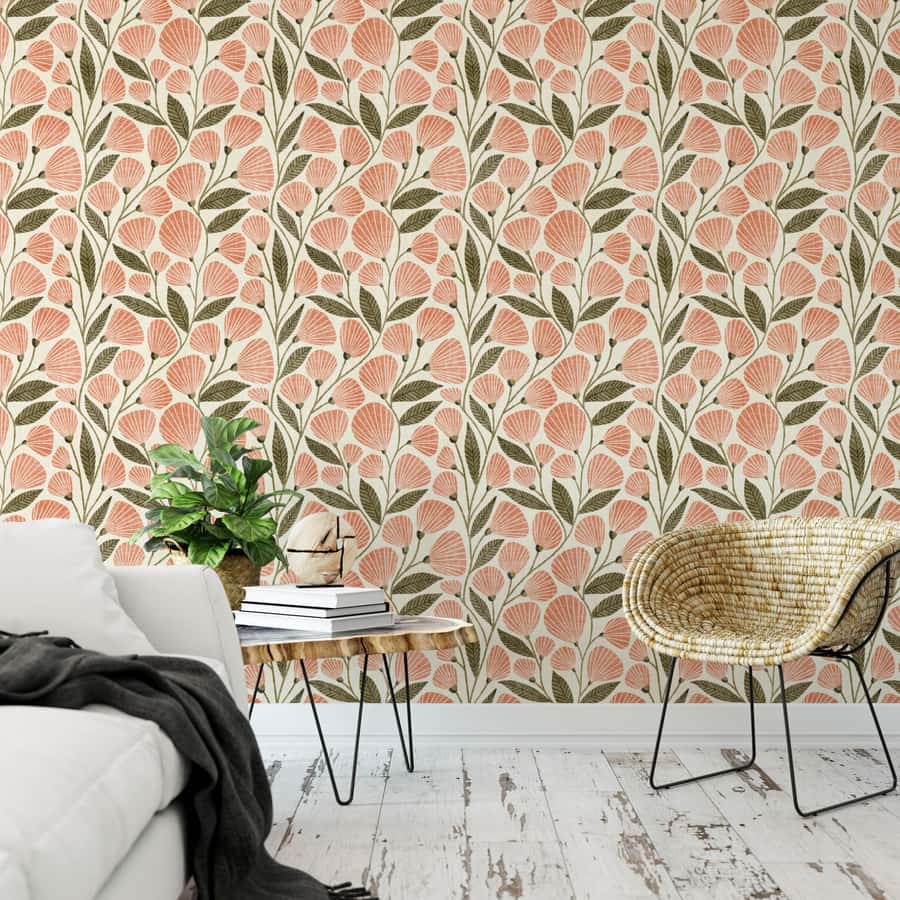 Cecile Pink and Green Wallpaper by Amy MacCready