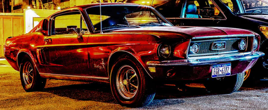 red ford muscle car wall mural