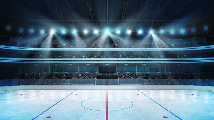 Hockey Stadium With Fans Crowd And An Empty Ice Rink Wall Mural