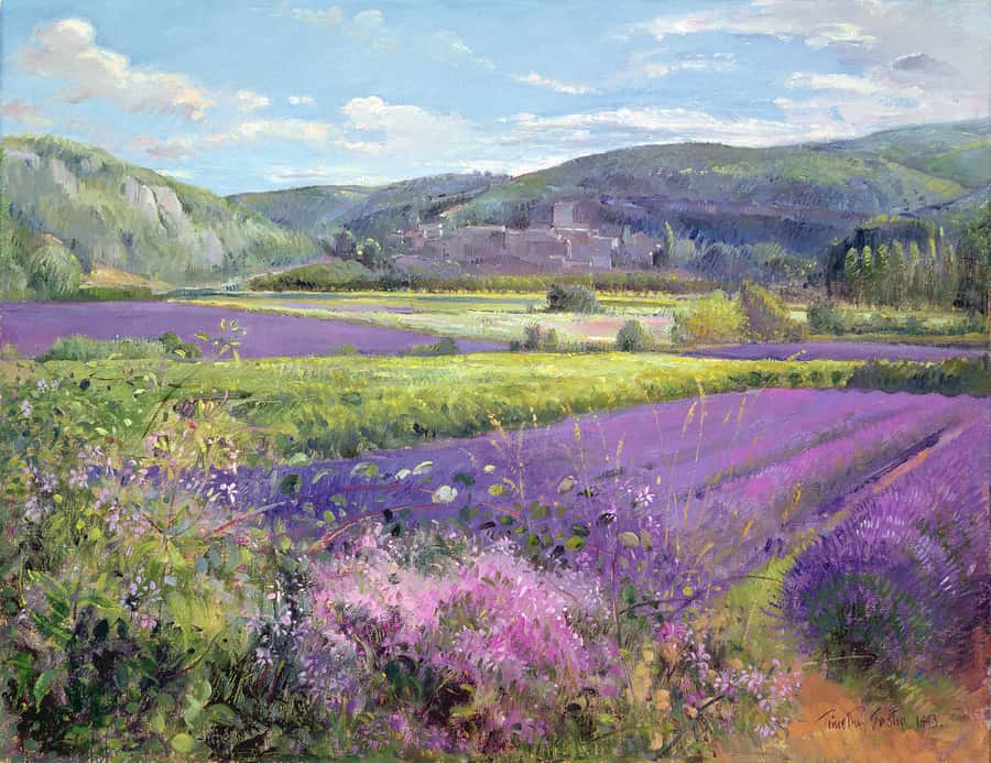 painting of lavender flowers Wall Mural