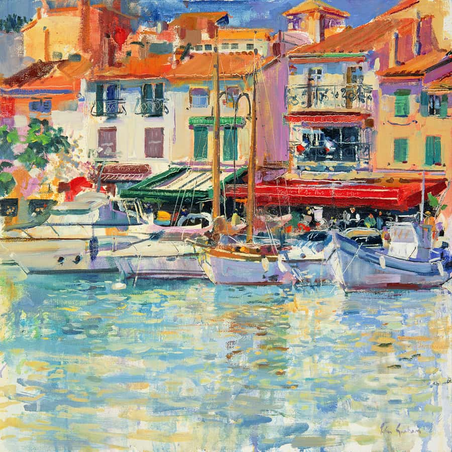Mirabeau Boats in the Port Painting Wall Mural