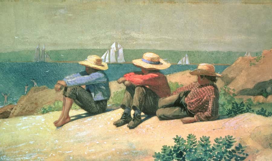 Boys in the sand on Yacht Watch  Painting Wall Mural