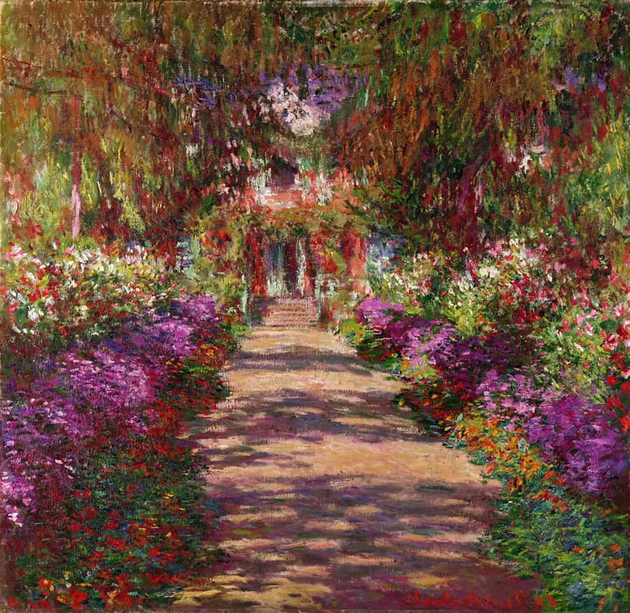 Pathway in Monet's Garden Painting Wall Mural