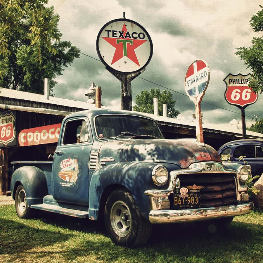 Classic Truck Retro Gas Station Wall Mural