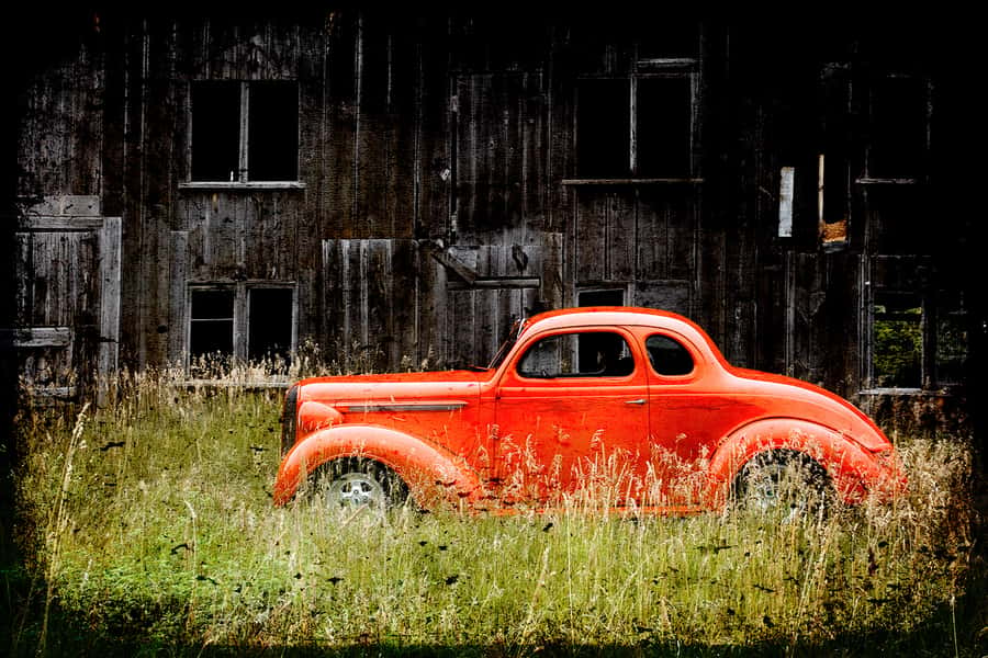 Orange Classic Car plymouth Wall Mural