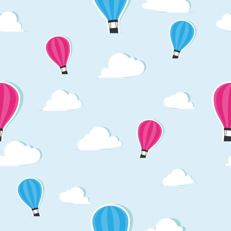 Clouds and Paper Air Balloons Wallpaper Mural