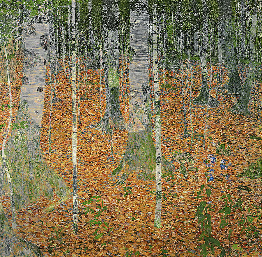 The Birch Wood Forest Painting Wall Mural